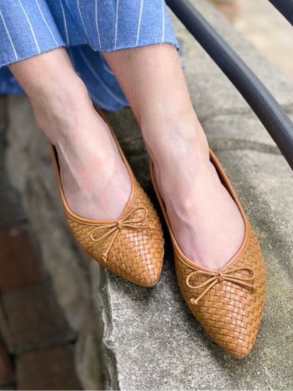 Women's Birdies The Goldfinch Tan Woven Pointed Toe Rafia Flats size 8